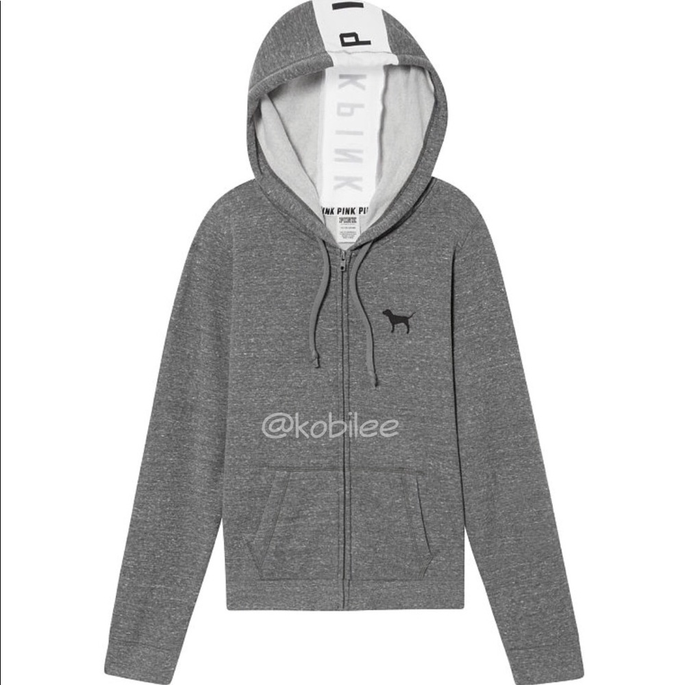 VS Pink L gray high low full zip